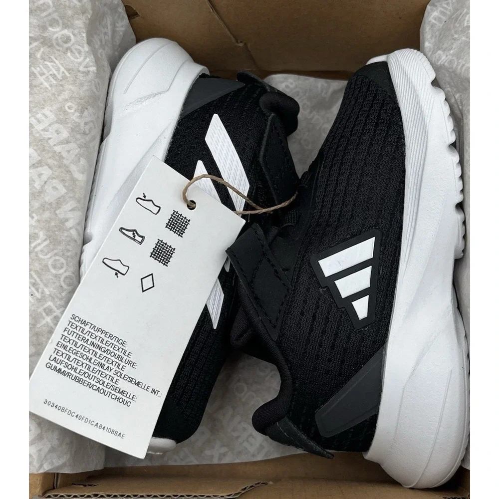 Adidas Duramo Baby Infant Boys Slip-on Sneaker Size 6 Black-White Flexible Shoes
